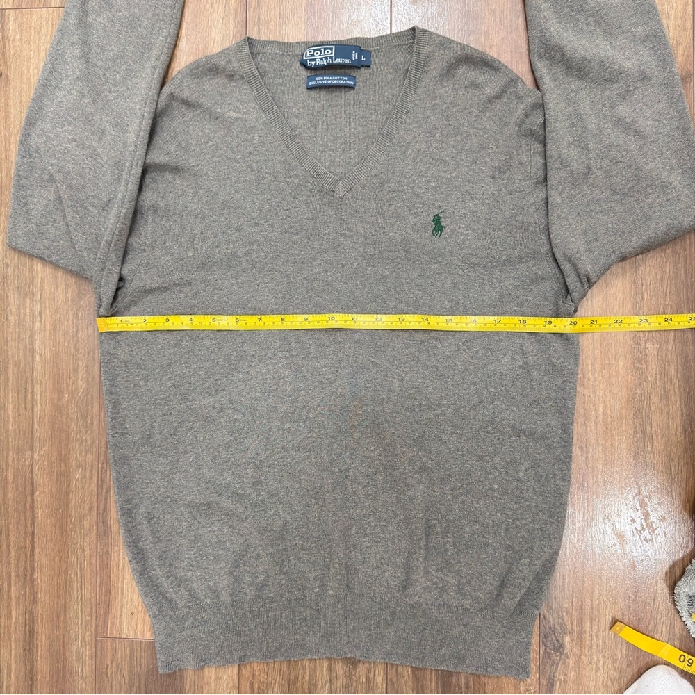 Polo by Ralph Lauren 100% Pima cotton Men's Gray V-Neck Sweater - Picture 5 of 5
